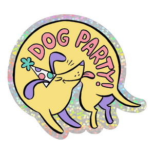 Dog Party Glitter Sticker